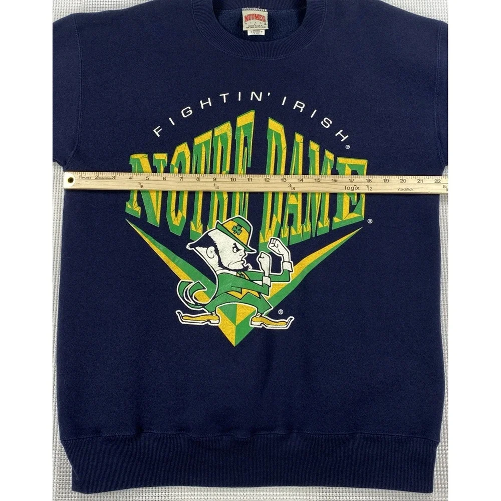 Vintage Fighting Irish Notre Dame Crewneck Sweatshirt Navy Blue Nutmeg Large